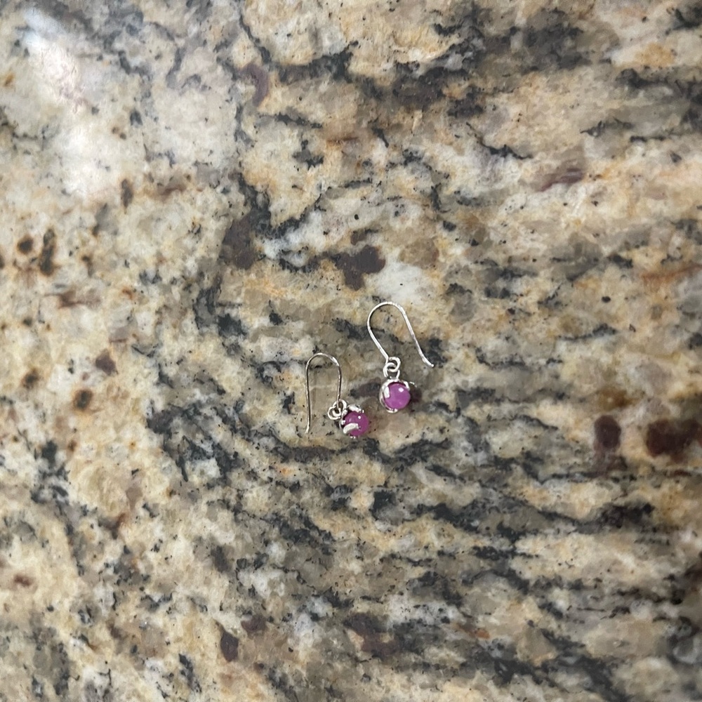 Silver plated pink drop earrings